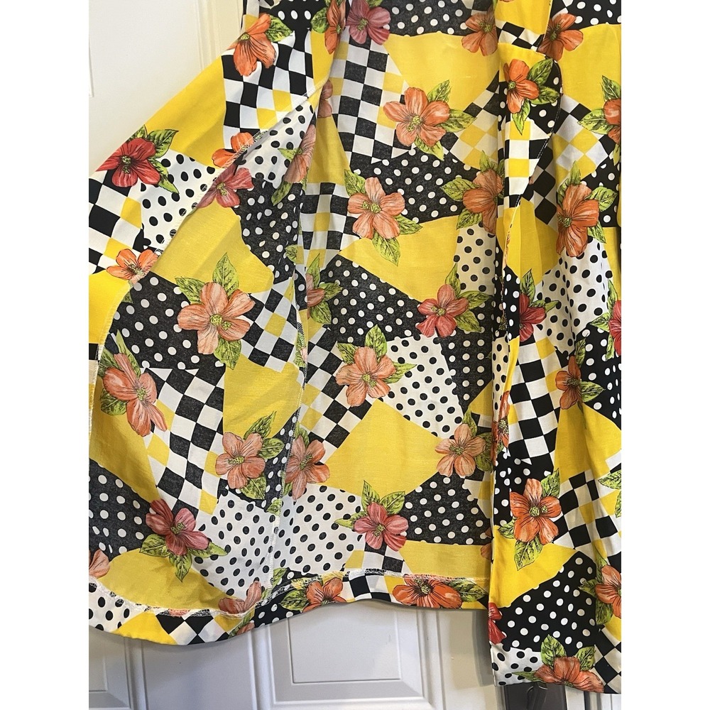 Vintage 90s Casual Corner Patchwork Floral Duster Jacket Checker Polka Dot M L - Picture 3 of 9
